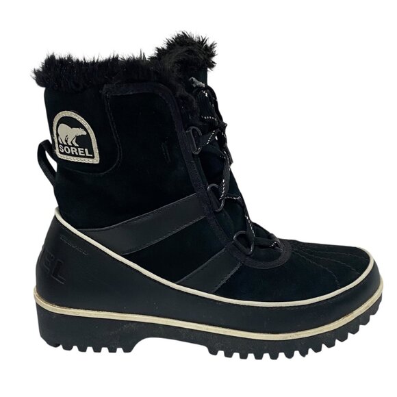 Sorel Women's Tivoli II Waterproof Suede Lace-up Snow Boot in Black - Picture 1 of 7